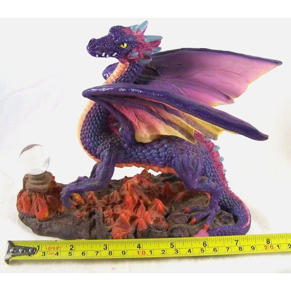 Summit Collection Purple Dragon Walking on Fire Figurine With Crystal Ball Resin - Picture 5 of 9